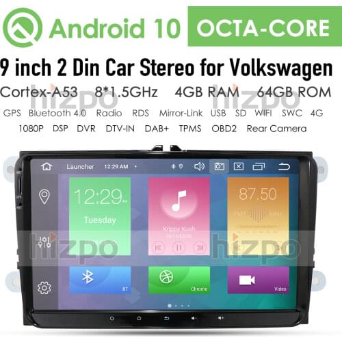 9 Inch 2 DIn Android 10 Car radio GPS Navigation PX5 4G+64G for VW Skoda Octavia Golf 5 6 Touran Passat B6 Jetta Polo Tiguan RDS