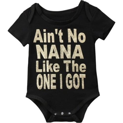 Short Sleeve Letters Print Baby Bodysuit One Pieces Clothes Newborn Infant Girl boy Summer Cotton Black Jumpsuit Outfits Sunsuit