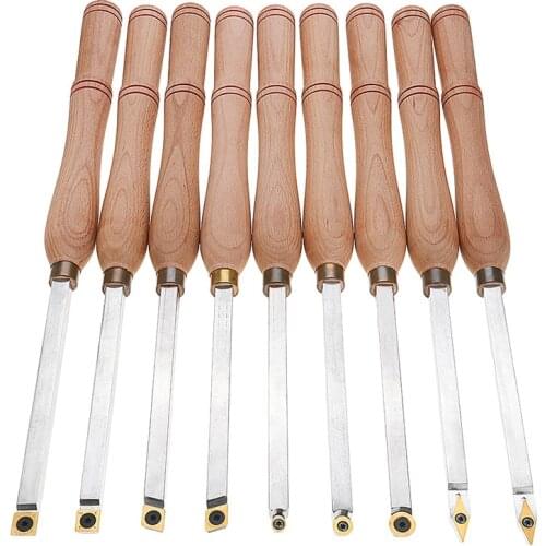 Wood Turning Tool Wood Handle with Titanium Coated Wood Carbide Insert Cutter Square Shank Woodworking Tools