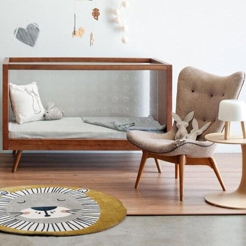 Baby Play Mat Crawling Carpet Kids Room Floor Rug Round Cartoon Lion Printed Game Pad Playmat Children Bedroom Decor