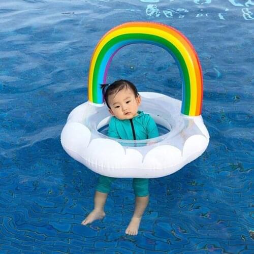 Baby Sequins Rainbow clouds pool float Swimming Float Seat Inflatable Circle swimming Ring tube Pool Float Summer Pool Toy Kids