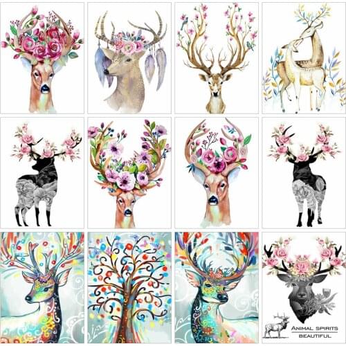 Huacan New Arrivals 5d Diamond Painting Deer Full Square Drill Diamond Embroidery Mosaic Animal Home Decor