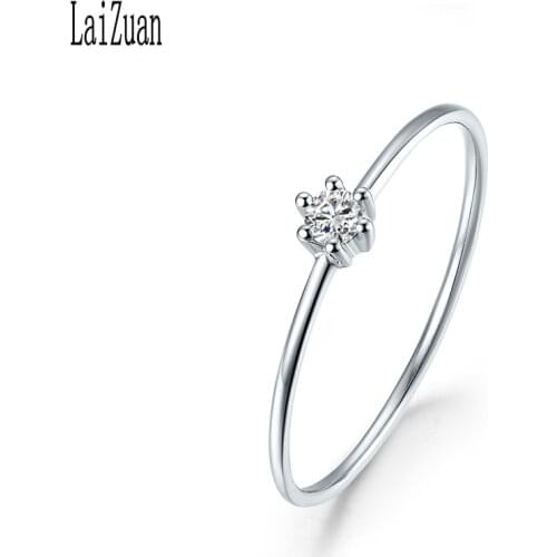 LaiZuan Solid 14K White Gold VVS/DEF Moissanite Ring Test Positive Moissanite Band Diamond Engagement Wedding Jewelry For lady