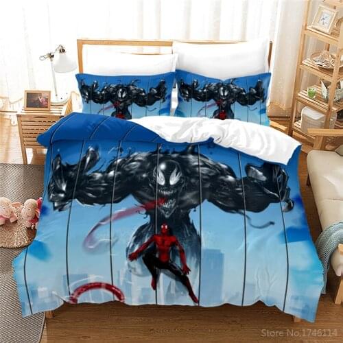 Disney Marvel Superhero Venom Spiderman 3D Bedding Set Duvet Cover Set Quilt Cover Pillowcase Home Textile Twin Full Queen King