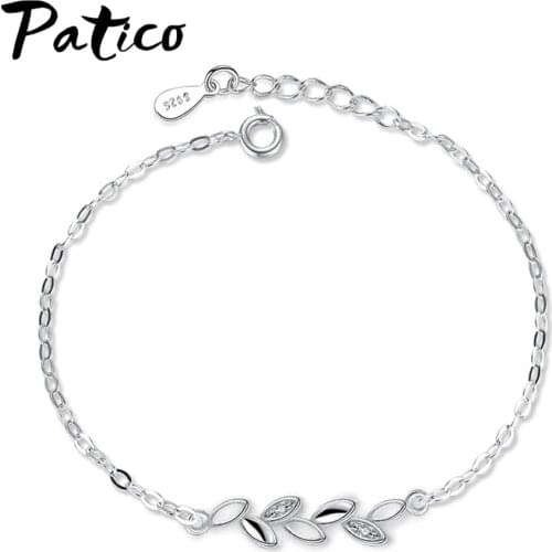 Korean Women 925 Sterling Silver Bracelets Leaves Branch Shape Lovely Bracelet Femme Pulsera Mujer Friendship Jewelry Gift