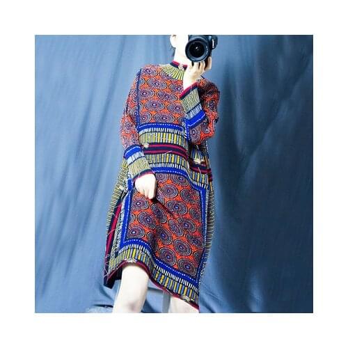 HOT SELLING Miyake WRIST fold vintage printing turntleneck straight dress IN STOCK