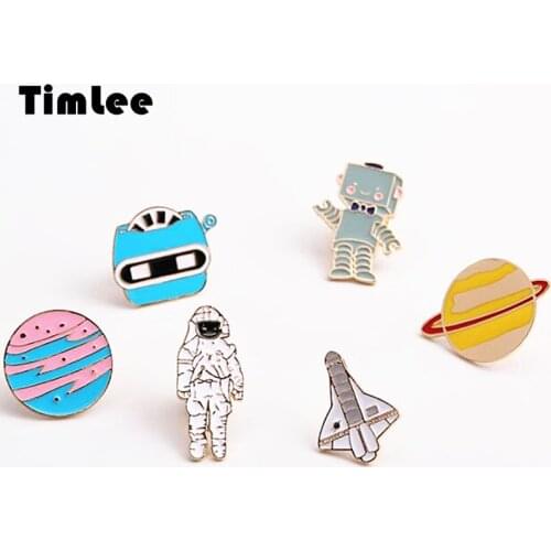 Timlee X229 Cartoon Lovely Astronaut Metal Brooch Pins Fashion Accessories Wholesale