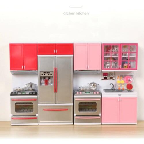 Miniature Simulation Kitchen Toys Cooking Model Child Interaction Pretend Play Toys with Light Sound