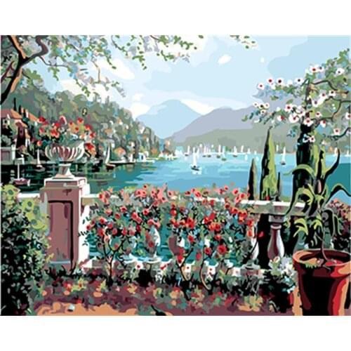 DRAWJOY Framed Pictures DIY Painting By Numbers Landscape Home Decoration For Living Room DIY Digital Canvas Oil Painting