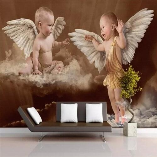 Angel baby childrens bedroom background wall professional production murals wholesale wallpaper mural poster photo wall