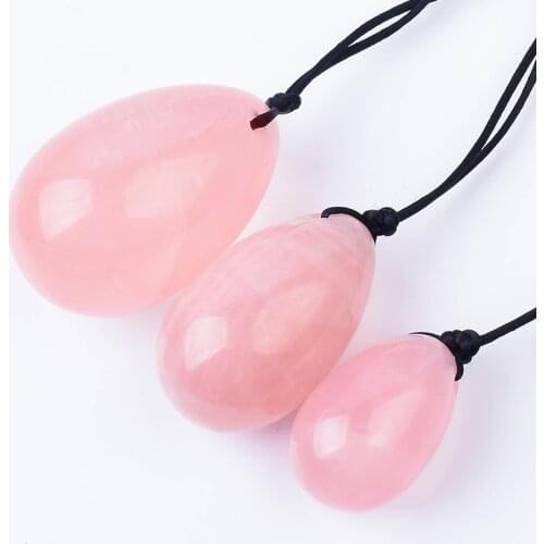 Natural Rose Quartz Yoni Eggs Massage Egg Set Kegel Exercise Pelvic Floor Muscle Vaginal Yoni Eggs Natural Benwa Ball