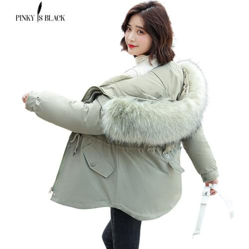 PinkyIsBlack New Cotton Thick Warm Winter Jacket Coat Women Casual Short Parkas Winter Clothes Fur Lining Hooded Parkas Coats