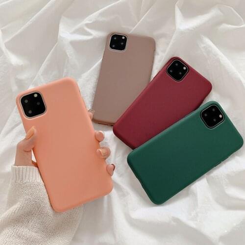 Retro Solid color Simple Dark green Phone case For iPhone 11 Pro MAX XS XR X case silicone cover For iPhone 7 8 6 6s Plus Cases