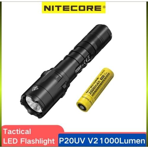 Original NITECORE P20UV V2 White + UV Dual Output Tactical Flashlight 1000 Lumens 320mW UV light Trcoh Led Flashlight