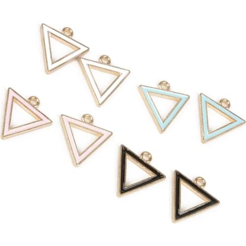 2020 10pcs/lot Zinc Alloy Metal Oil Drip Triangle Shape Charm Pendant for DIY Earring Bracelet Necklace Jewelry Findings Making