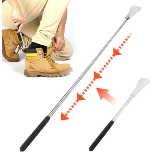 Professional 29" Long Adjustable Handle Shoe Horn Stainless Steel Metal Shoehorn