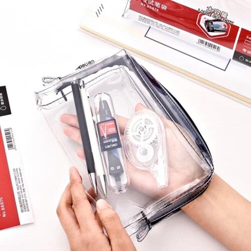 1Piece Super Big Transparent Clear PVC Pencil Bag Zipper Stationery Bag Makeup Pouch School Supplies Deli 66875