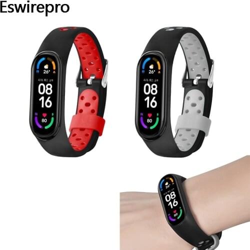 Strap On Mi Band 6 5 4 3 Vented Clasp Pin Buckle Two-color Sports Anti-lost Replacement Wristband Ремешок На Mi Band 4 Bracelet
