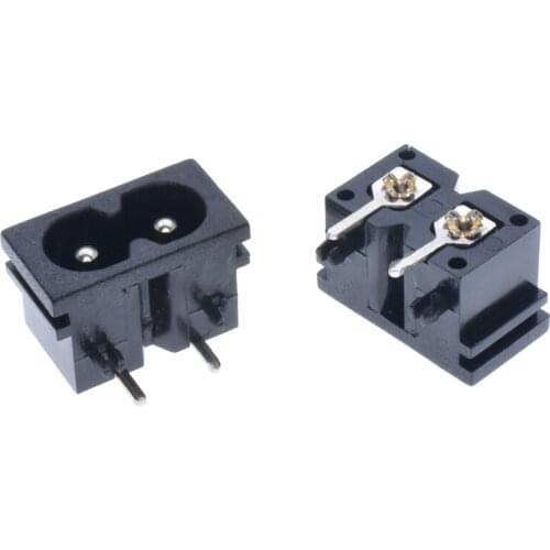 AC 250V 2.5A IEC320 C7 Socket Soldering 2Pins Screw SMT Power Connector IEC320 90degree