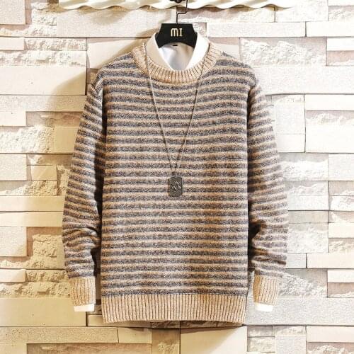 Christmas Men Sweaters Striped Winter Clothes 2020 Plus Size Asian M-4XL 5XL Knitted Style Casual Standard Designer Pullovers