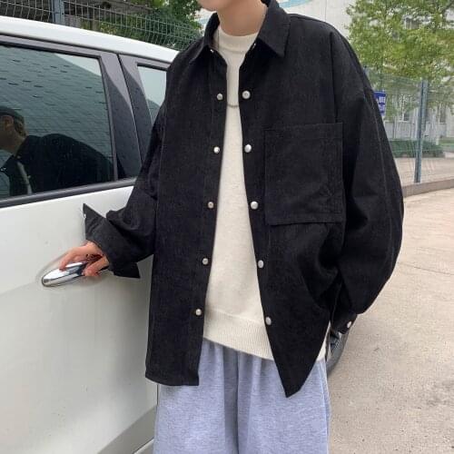 Men Shirts 2021 Autumn Fashion Slim Fit Vintage Corduroy Shirt Male Casual Loose Long Sleeve Shirt Tops