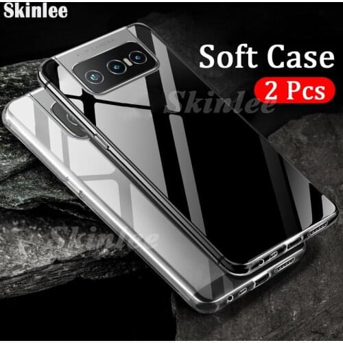 Skinlee 2 pcs Cover For Zenfone 8 Flip Case Transparent Clear Water Soft Cover For Asus Zenfone 7 Clear Shockproof Cases