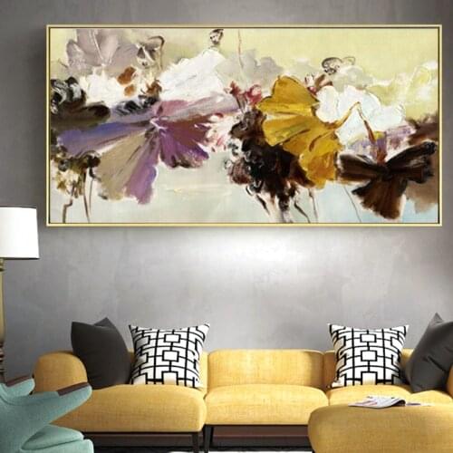 Modern Abstract Canvas Painting Wall Art Picture Hand Painted Flowers Posters and Prints for Living Room Home Decoration Cuadros