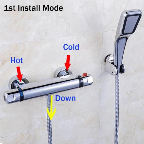 Thermostatic Mixer Shower Faucets Stainless Steel Thermostatic Mixing Valve Bathroom Cold and Hot Water Mixer Shower Set