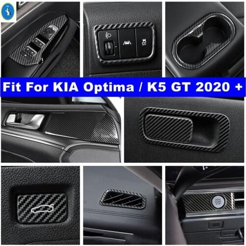 Carbon Fiber Look Interior Refit Kit Dashboard Air AC / Door Bowl / Air AC / Head Lamp Cover Trim For KIA Optima K5 GT 2020 2021