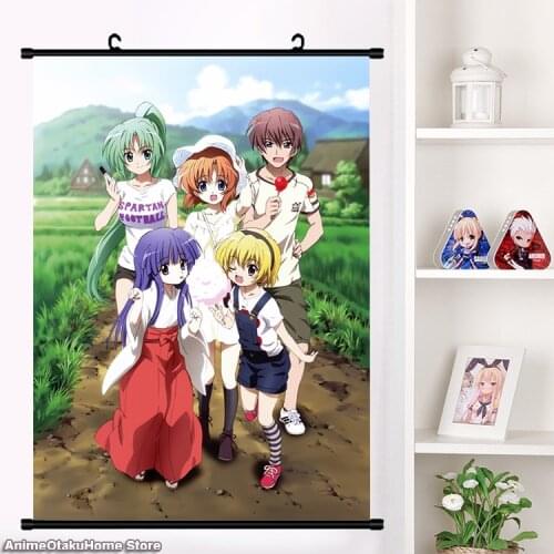 Japan Anime Higurashi no Naku Koro ni Furude Hanyuu Maebara Keiichi Ryuuguu Rena Wall Scroll Mural Poster Home Decor Gifts