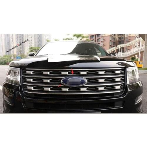 Yimaautotrims Chrome Front Head Middle Grill Emblem Cover Trim 1 Pcs Fit For Ford Explorer 2016 2017 2018 ABS Exterior
