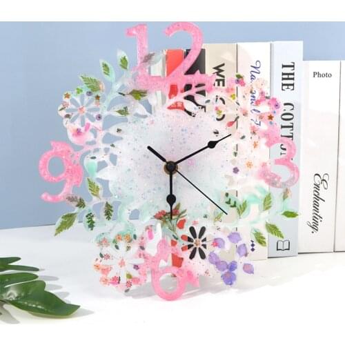 DIY Crystal Epoxy Resin Mold Clock Mould Size Flower Clock Mirror Silicone Mold For Resin