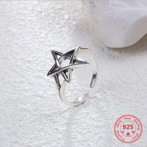 Korea Hot Style 925 Sterling Silver Ring Thai Silver Simple Retro Vintage Hollow Open Ring Women Jewelry