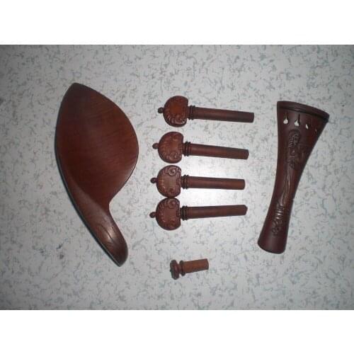 1 Set Carved Jujube Violin fitting 4/4 with Gold Tuner+Shoulder rest+string+clamp+tail gut