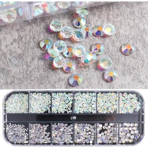 1Box 18g 12 Grids 3D Shining Rhinestone Design Nail Decor Nail Embellishment Sequins Crystal Flatback for Women