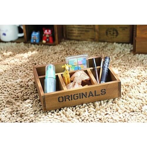 1PC Multifunctional Organizer Wooden Storage Box Holder Vintage Rustic Antique Jelelry Storage Box JL 0902