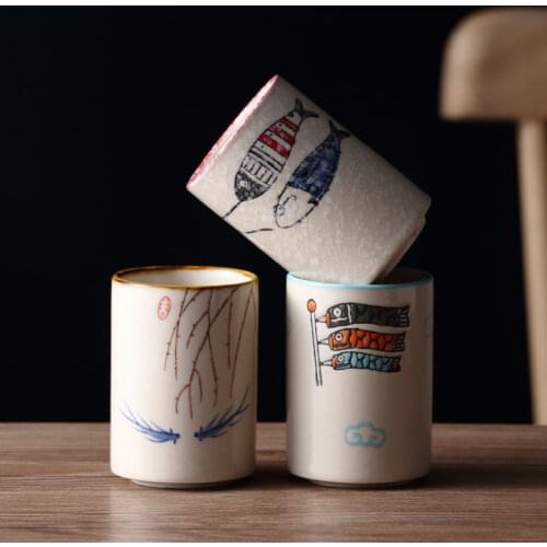 188ml Japanese Style Teacup Water Cup Stoneware Ceramic Hand-painted Kungfu Teacup Cuisine Drinkware