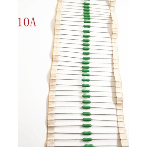 20pcs/lot 10A 125V/250V 2.4*7mm Axial Lead Green Fuse 10A 2.4 x 7 Fast Blow PICO Resistance Fuse