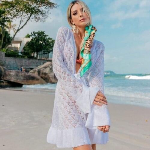 2020 New Cover-ups Summer Women Beach Wear White Cotton Tunic Dress Bikini Bath Sarong Wrap Skirt Swimsuit Cover Up Ashgaily