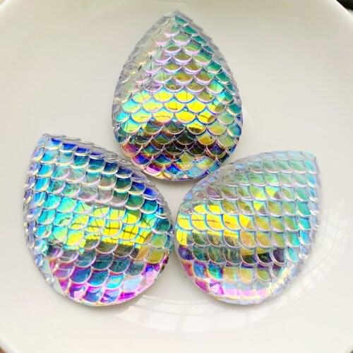 30*40mmWhite AB Colors Snake Scale/ scale Flatback Resin Stone strass,Flatback crystal Resin Rhinestone sew on stones ab