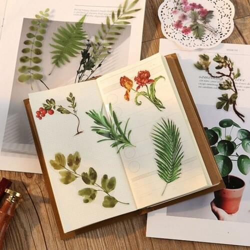 40 pcs/bag Green Plants Stationery Stickers Cute Flowers Sticky Paper Kawaii Diary sticker For Decoration Diary Scrapbooking