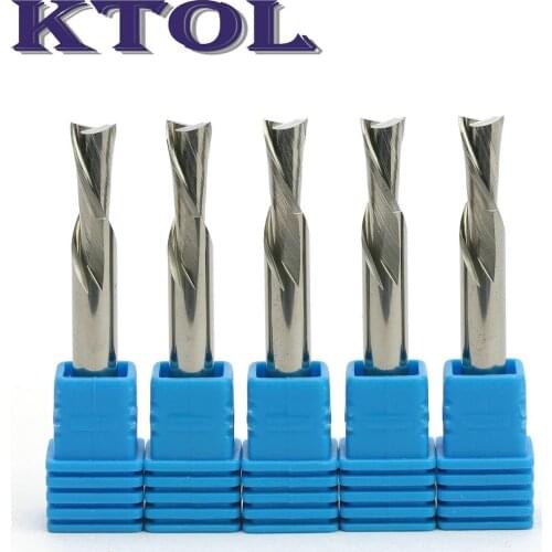 6*12mm 2 Flute Down Cut Wood End Mill Solid Carbide Tungsten CNC Router Tools Spiral Bits Engraver Cutter for MDF Woodwork 5pcs