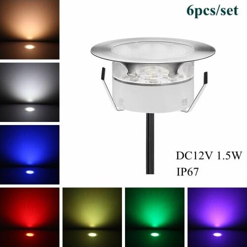 6pcs/Set Decoration1.5W IP67 DC12V Jardin LED Stairs Lightening for Garden LED Recessed Floor Lighting For Underground
