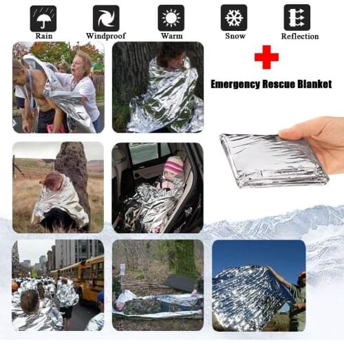 Emergency Foil Mylar Thermal Blanket Survival Kit for Disaster Preparedness/Outdoors Camping/ Hiking/Marathons First Aid