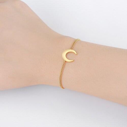 High Quality Moon Pendant Bracelet Stainless Steel Chain Bracelet with silver Color/gold/rose gold as Valentines Day Gift