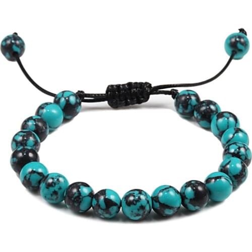 Adjustable Blue Turquoises Braided Rope Bracelet Women Men Natural Buddha Bead Yoga Weave Bracelets Jewelry Male Pulseira