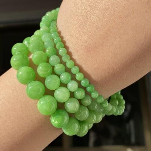 Natural Stone Green Chalcedony Loose Round Beads For Bracelets Jewelry Making Diy Handmade Accessories 6-10mm Wholesale 15"