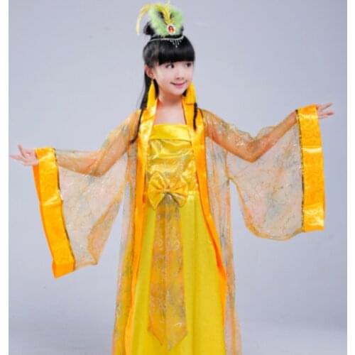 Childrens Clothing Yellow Clothing Hanfu Girls Fairy Stage Performance Costume Photography Costumes Performance Clothing