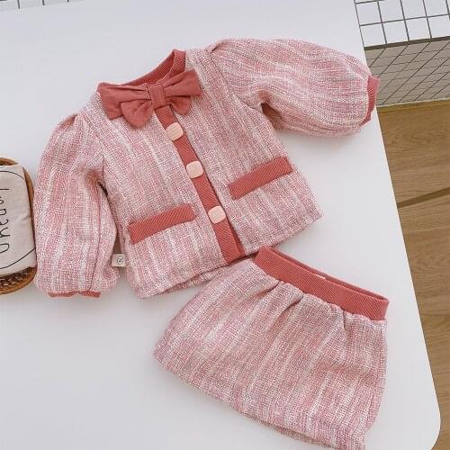 Infant Suits Christmas Winter Baby Toddler Skirts for Girls Velvet Thickened Two-piece Suit Newborn Girl Clothes 0 To 3 Months