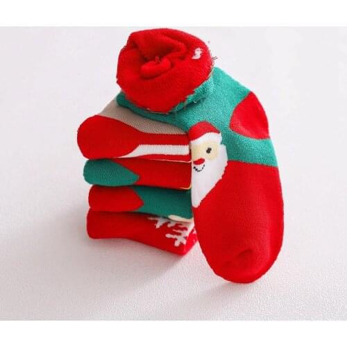 Childrens Christmas Stockings Terry Autumn And East Cotton Socks Jacquard Christmas Cartoon Animation Home Floor Socks Brushed